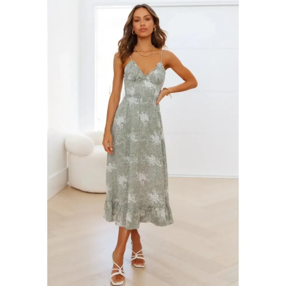 NWT Hello Molly Good Friend Midi Dress Size Medium / 6 in Sage - Picture 3 of 14